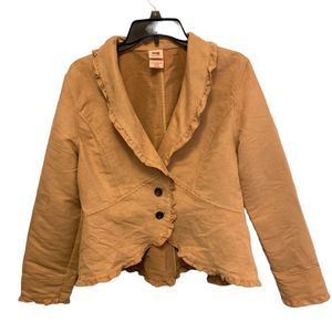 Faded Glory Tan Faux Suede Ruffle Hem Jacket Size L
